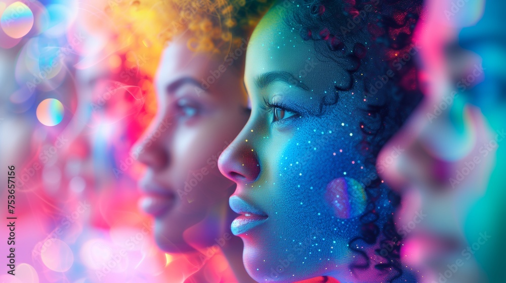 A holographic tapestry of diversity woven by AI, emphasizing the role of technology in fostering inclusive HR practices and celebrating individual uniqueness A holographic tapestry of diversity woven by AI, emphasizing the role of technology in fostering inclusive HR practices and celebrating individual uniqueness