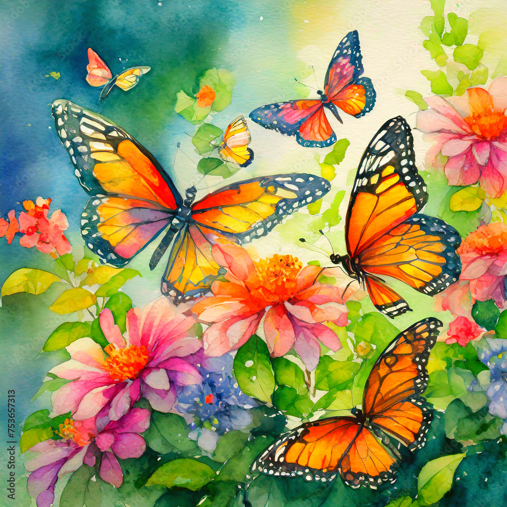 꽃에 모여든 나비