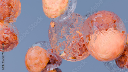 Fat cells, adipocyte and lipocyte, cholesterol in a cells, 3d render	
 photo