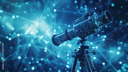 A digital telescope unveiling the vast potential of talent pools, with AI algorithms providing HR professionals a clear vision for strategic workforce planning./