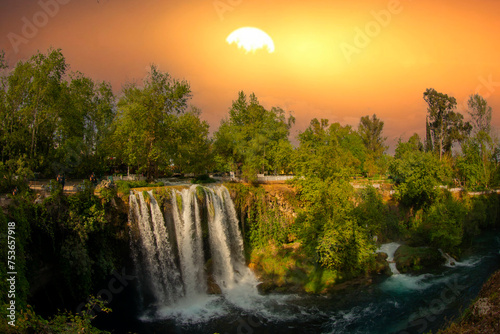 Spectacular nature view of Antalya D  den waterfall