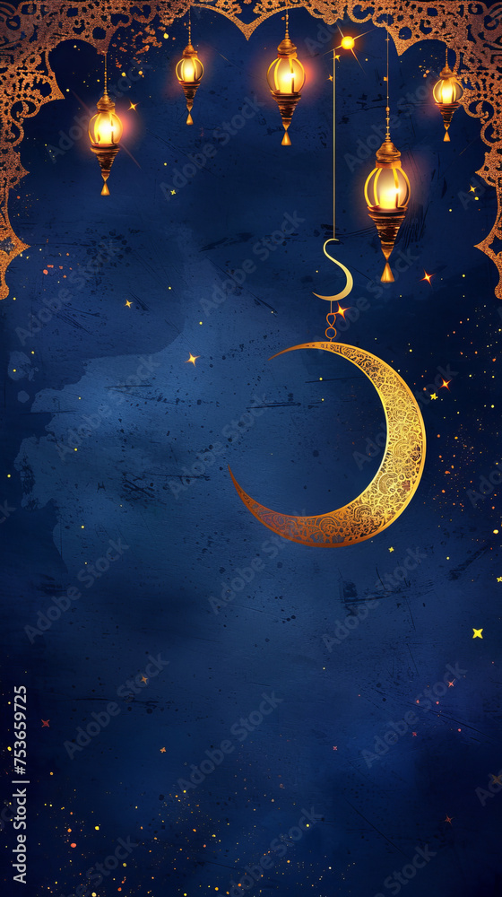 Space-Ready Eid Mubarak Card for Islamic Holiday Wishes
 - obrazy, fototapety, plakaty 