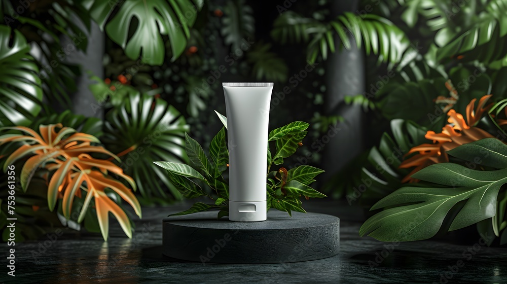 Botanical Elegance: Clean Tube Mockup for Makeup and Skincare Botanical Elegance: Clean Tube Mockup for Makeup and Skincare