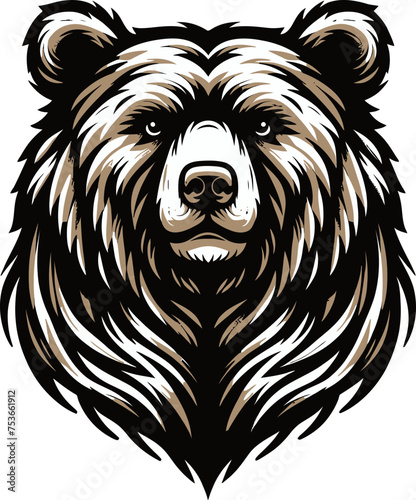 brown bear in the forest vector art illustration for t-shirt merch