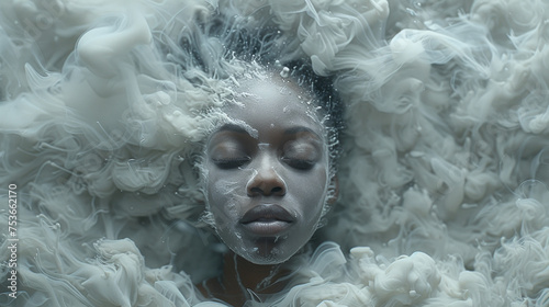 Ethereal Smoke Portrait of a Black Girl in Intrigue 