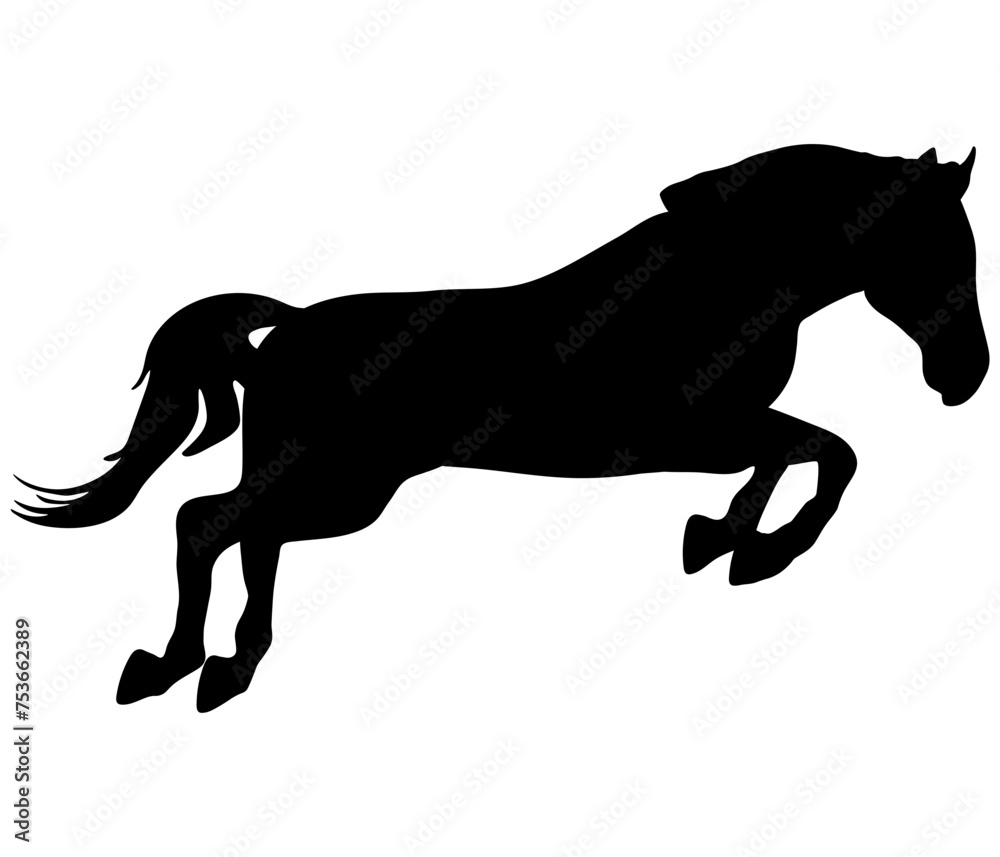 Obraz premium Jumping horse, silhouette. Vector illustration