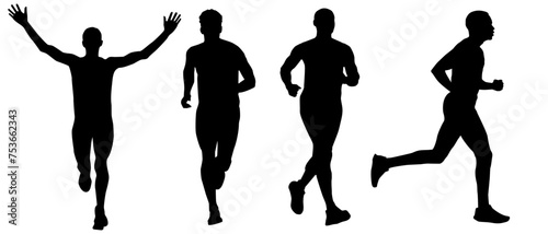 Silhouettes, Running Men Silhouettes, Collection,  Athletic, Sport Silhouettes, Sprint, Run, Sprinter, Isolated, Vector illustration, Lifestyle, Marathon, Win