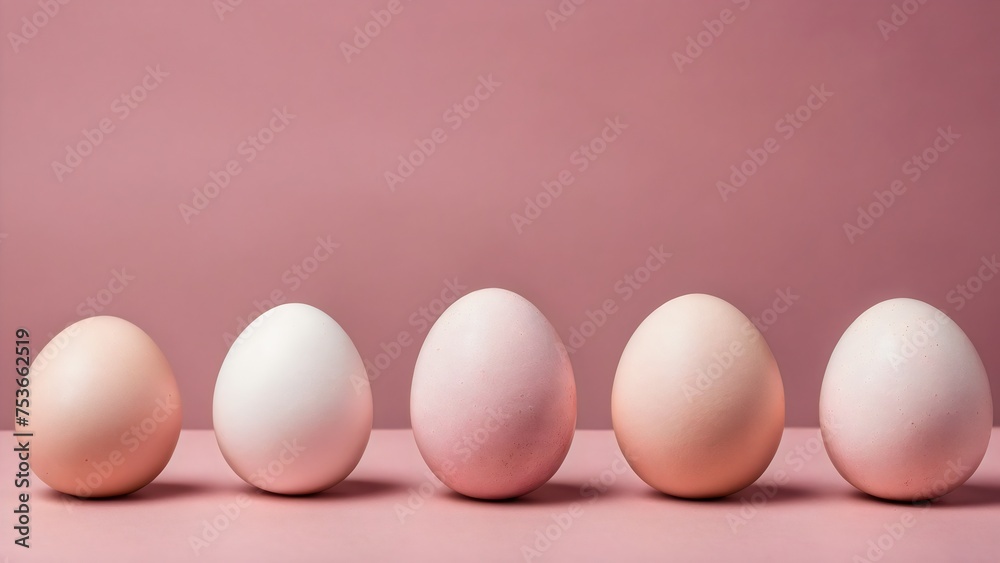 Pink Easter eggs with copy space 