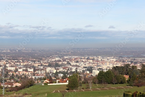 Tableau sur toile View of the city of Villefranche sur Saone in Beaujolais, France
