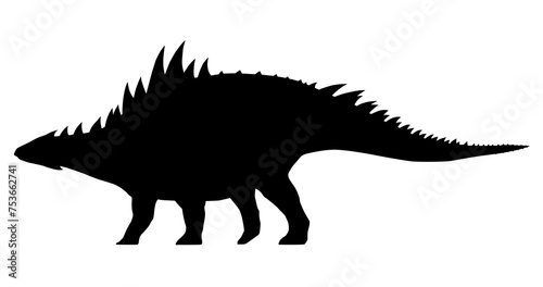 silhouette of a dinosaur with spikes on a white background