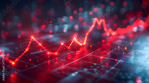 Wallpaper Mural A red and blue background with a red line that is going down Torontodigital.ca