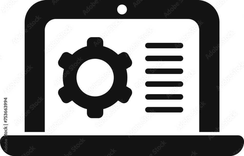 Laptop gear overview icon simple vector. Solitary tech cog. Dual memory ...