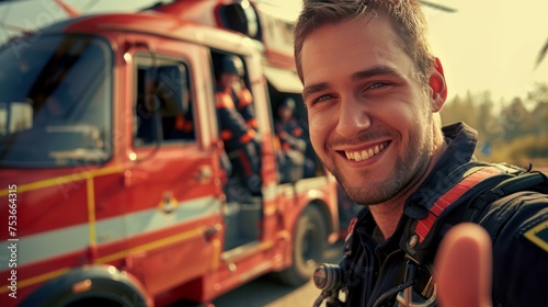 Closeup portrait of a male firefighter