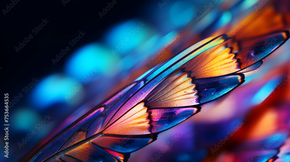 Macro shot of a butterfly's iridescent wing