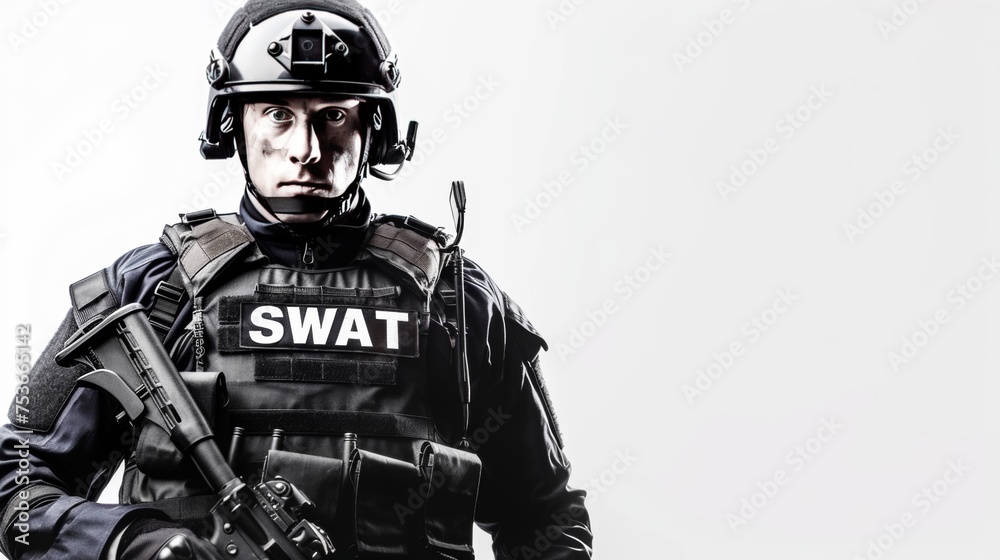 Portrait of a special police force SWAT tactical team soldier Portrait of a special police force SWAT tactical team soldier