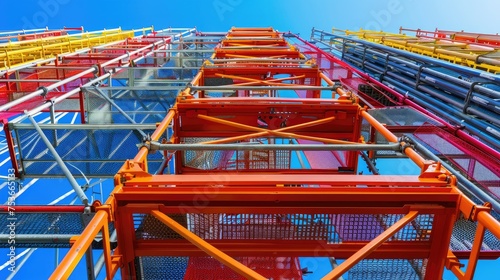 Vibrant colors of a multilevel scaffolding structure