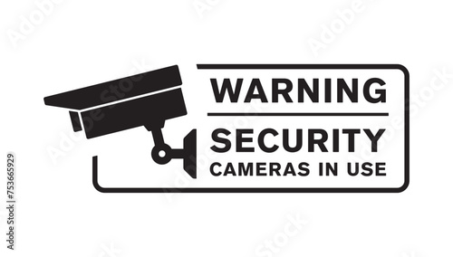 Vector black sticker: monitored object by camera system. Isolated on white background.