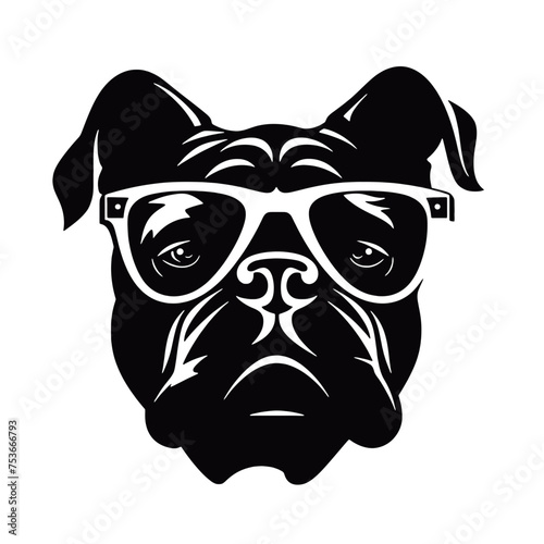 silhouette portrait of a bulldog 