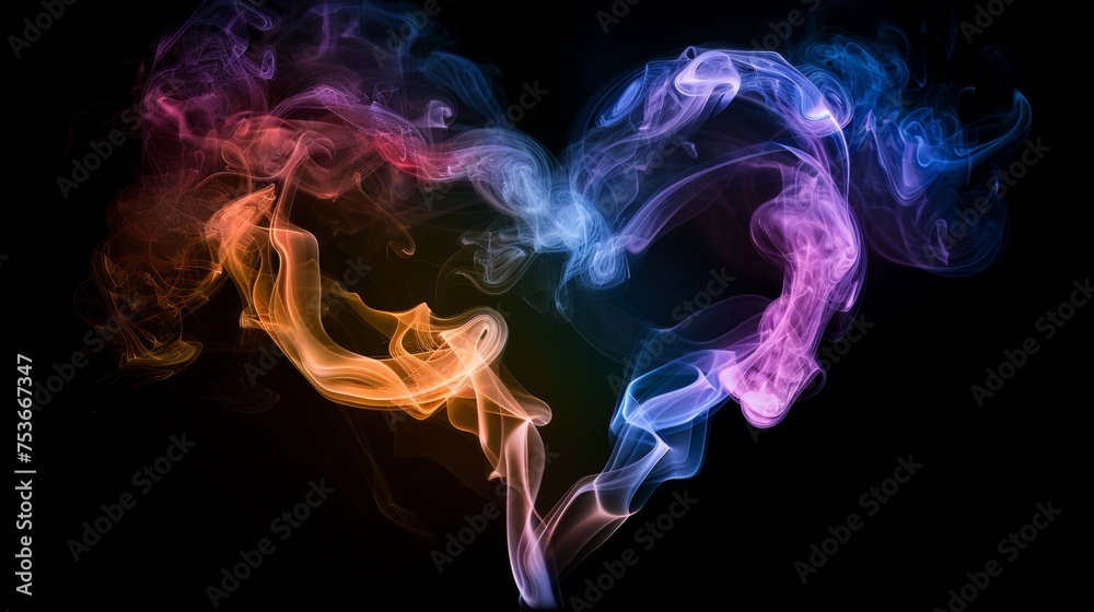 Heart shape made of colorful smoke