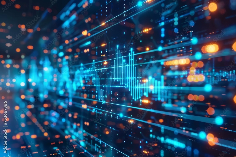 AI for predictive analytics bright blue graphs