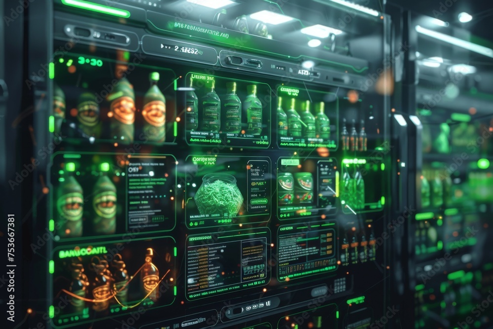 AI for product categorization glowing green labels AI for product categorization glowing green labels