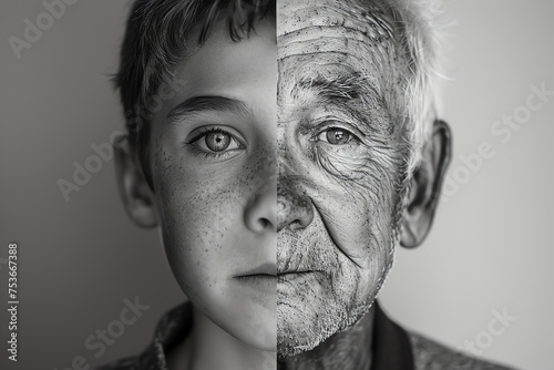 man aging concept, AI generated photo