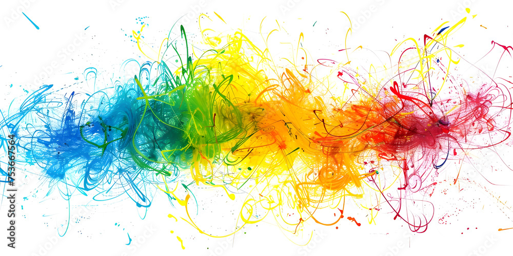 Vibrant Scribbles on White Background, Colorful Abstract Scribbles, Abstract Colorful Scribbles - Ai Generated