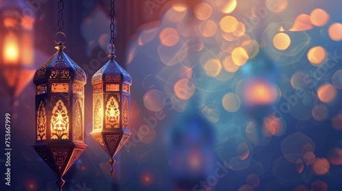 Ramadan Kareem holiday background. celebrate Ramadan holy month in Islam. realistic design with 3d object