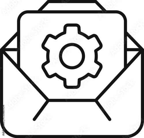 Mail cog battery icon outline vector. Size twin storage. Dark cellular