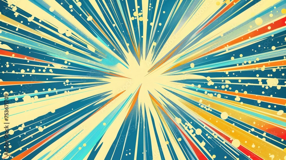Fototapeta premium Exploding star burst texture japanese radius cartoon pattern abstract background