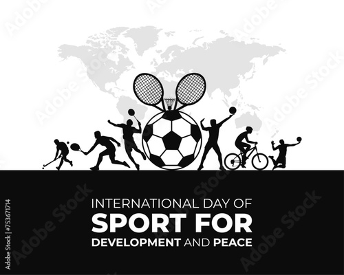 International Day of Sport for Development and Peace. 6 April. Holiday concept. Template for background with banner, poster and card. Vector illustration.