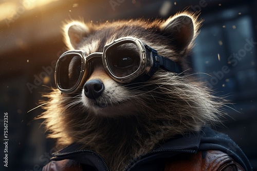 A raccoon in glasses