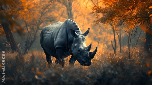 a cinematic and Dramatic portrait image for rhinoceros