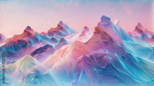 an abstract mountainous landscape, a visionary fusion conceived by various artists, depicting surreal undulating peaks and valleys. SEAMLESS PATTERN