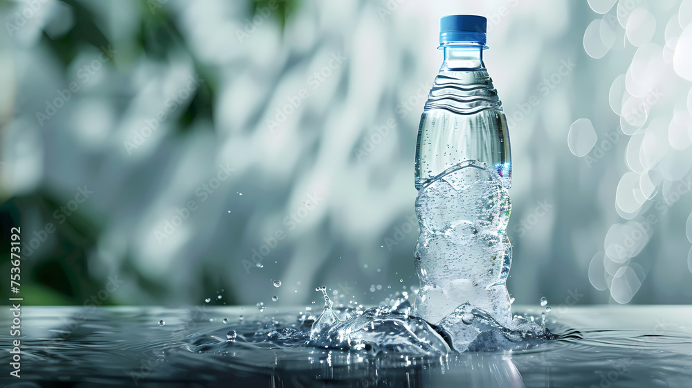 A clear, reusable water bottle filled with fresh water