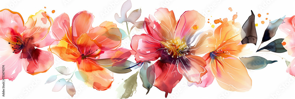 Beautiful watercolor flower illustration with vibrant colors, watercolor, white background 