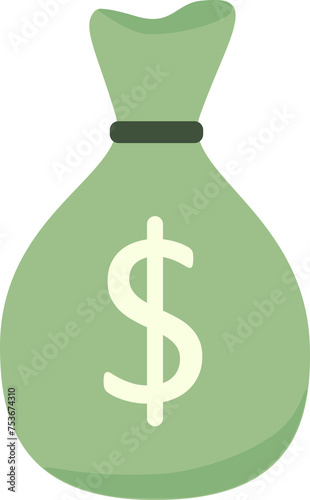 Bag with money green color illustration no background