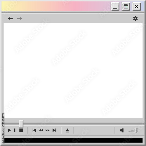 Fototapeta 90s Old Computer Video Player Window Screen Frame 