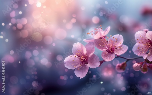 Wallpaper,spring,cherry blossom,beautiful flower,lilac color background,detailed --style raw photo