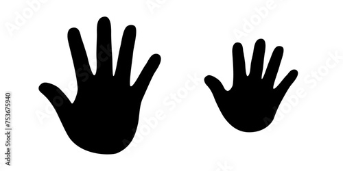 Human children's and adults hands imprint vector isolated set on white background. Human hands. photo