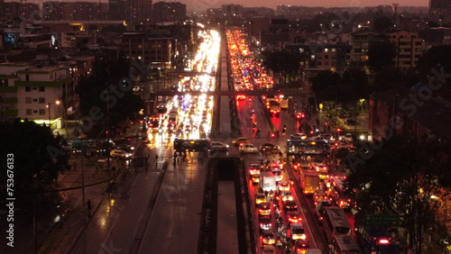 images of bogota at twilight with a beautiful red color of the sky