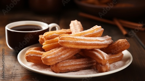 Crispy delight of long churro sticks, topped with sweet sugar icing, perfectly paired and enjoyed alongside a decadent drizzle of rich chocolate sauce. 