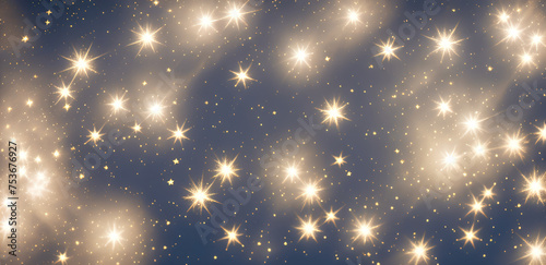 Starry glowing sky. Abstract night sky background. AI generative.