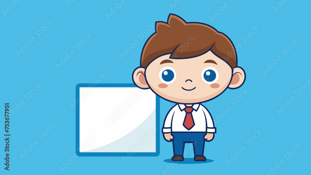 little-boy-with-empty-blank-text-box-frame--vector