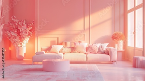 Design interior in the house with very subtle colors. Generate AI image