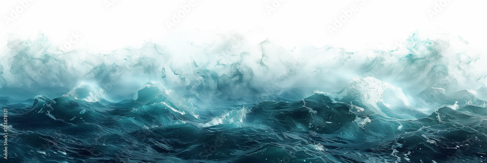 Obraz premium Manipulated HD Barents Sea image with phytoplankton bloom texture, watercolor, background with a pace for text