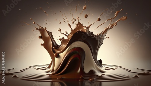 Chocolate splash background concept design photo