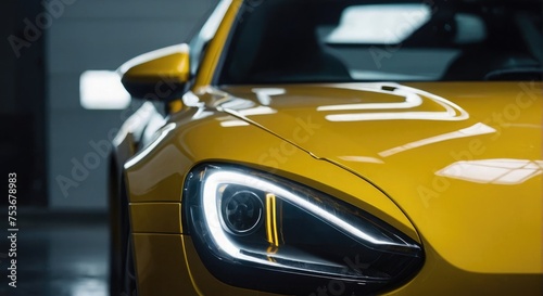 Yellow sports car closeup