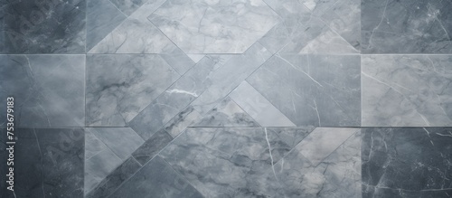 Architectural Framed Background with Grey Marble Floor Tiles and Vintage Design Square Pattern Texture