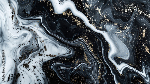 Abstract Marble Black and White Mix: Wallpaper Background